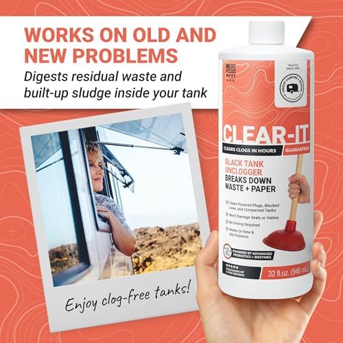 Unique Clear-It Liquid RV Black Tank Unclogger, 32 oz