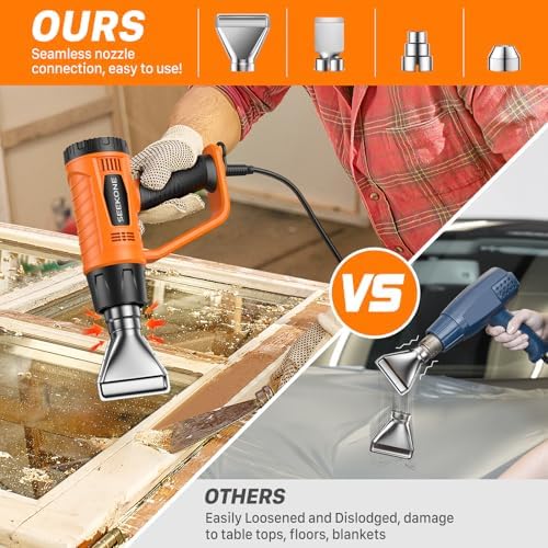 SEEKONE Heat Gun 1800W with 1112℉&752℉ 2 Temperature Settings for Crafting