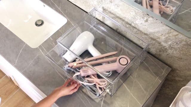 Vtopmart 2 Pack Large Clear Stackable Storage Drawers for Closet, Pantry
