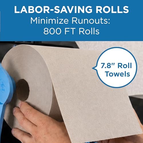 Pacific Blue Basic by Georgia-Pacific PRO Recycled Hardwound Paper Towel Rolls, Brown, 800 Feet Per Roll, 6 Rolls Per Case, 26301