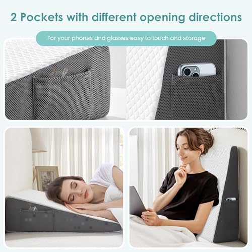 Cozymaker 7.5-inch Bed Wedge Pillow for Sleeping Back Support Pain Relief