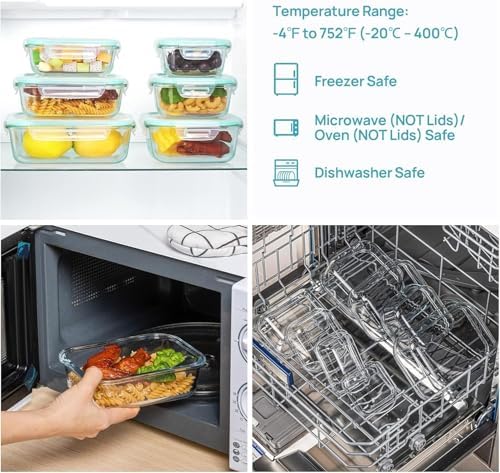 Vtopmart 8 Pack Glass Food Storage Containers with Airtight Lids