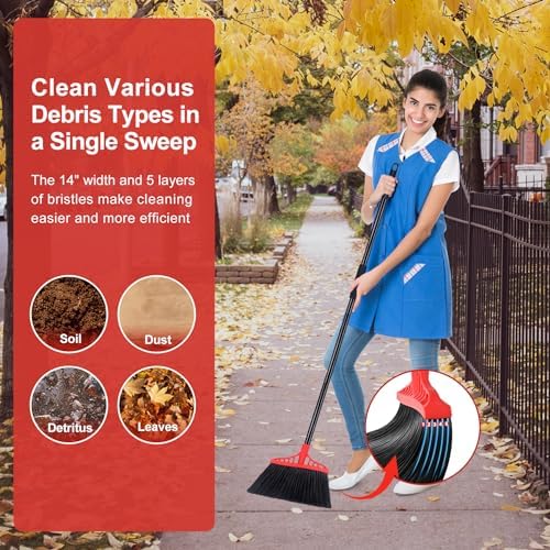 Tiumso Heavy Duty Broom Commercial Indoor/Outdoor Broom 55Inch