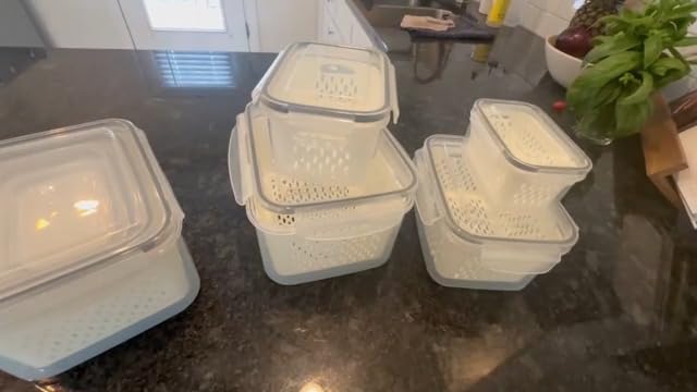 4 Pack Fruit Storage Containers for Fridge Set, BPA Free Produce Containers