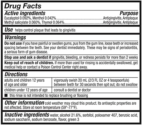 Amazon Basics Antiseptic Mouthwash, Blue Mint, Fights Bad Breath, Plaque and Gingivitis, 1 Liter, 33.8 Fl Oz, 1-Pack (Previously Solimo)