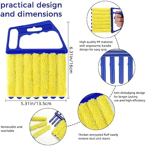 Blind Cleaner Duster Tool, 4Pcs Washable 7-Finger Venetian Window Duster