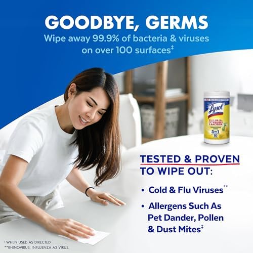 Lysol Disinfecting Wipes, Cleaner, Lemon + Linen + Mango, 80 ct. (3 Pack)