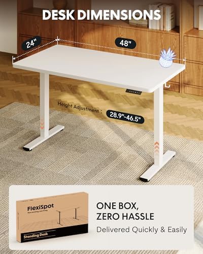FLEXISPOT EN1 48"x24" One-Piece Standing Desk, White
