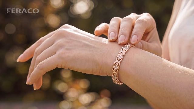 Feraco Pure Copper Bracelets for Women, Ultra Strength Magnetic Bracelet