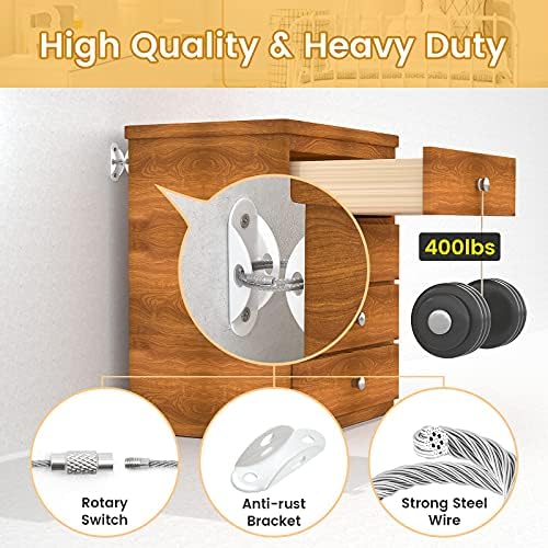 Furniture Anchors 10 Pack, Anti-Tip Furniture Straps for Baby Proofing