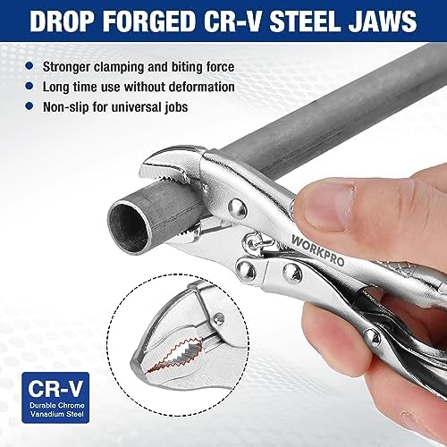WORKPRO Locking Pliers, 4-inch Mini Curved Jaw Vice Grips pliers