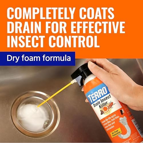 TERRO Drain Insect Killer, 1-Pack, Foam Treatment for Indoor Infestations
