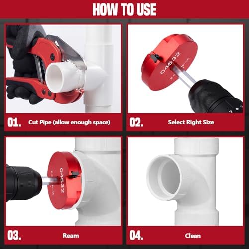 6Pcs PVC Pipe Reamer Kit, Durable Aluminum PVC Fitting Saver