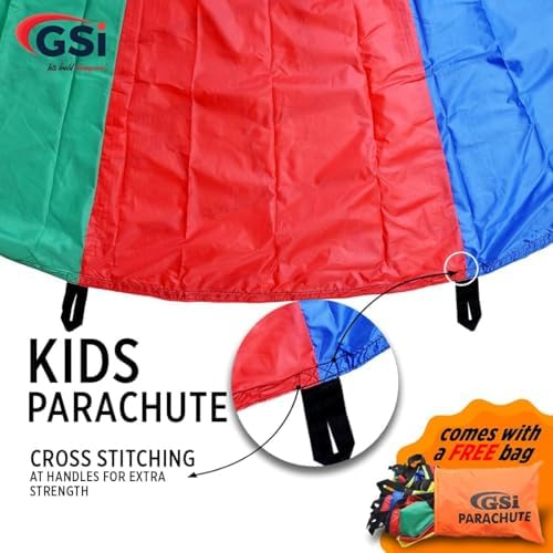 GSi Kids Rainbow Parachute 6 ft to 35 ft for School & Gym Class