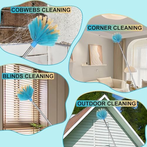 Cobweb Duster with Extension Pole，Adjustable 57" Spider Web Brush with Pole