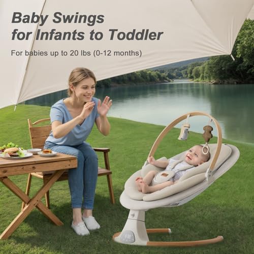 Monamii Baby Swings for Infants, Bluetooth Infant Swing with Music Speaker