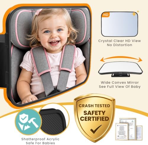 Car Mirror for Baby, Baby Car Mirror for Rear Facing Carseat Shatterproof