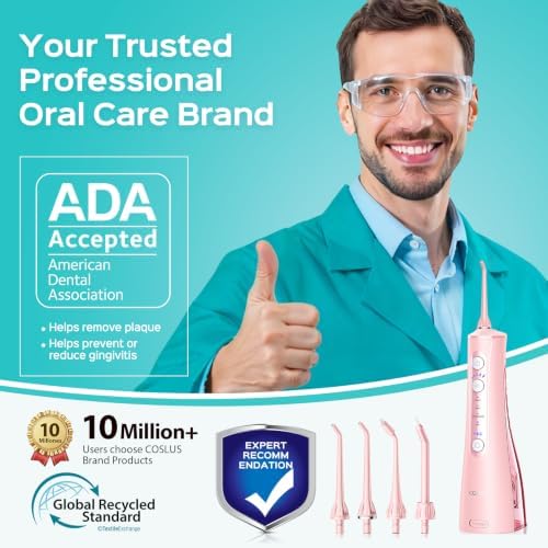 COSLUS ADA Accepted C50 Water Dental Flosser, 4 Modes 5 Intensity Levels