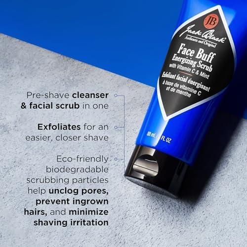 Jack Black Face Buff Energizing Scrub - Mens Pre Shave Cleanser & Scrub, Exfoliating Face Wash