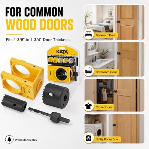 KATA 1-3/8" - 1-3/4" Door Lock Installation Kit for Wood Doors