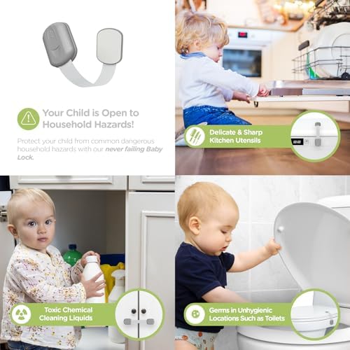 SKYLA HOMES Cabinet Strap Locks for Baby Proofing, 8 Pack, Gray