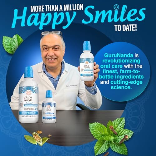 GuruNanda Oxyburst Whitening Mouthwash with Hydrogen Peroxide, Mint, 16 oz