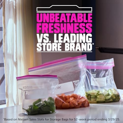 Ziploc Quart Food Storage Bags, Stand-Up Bottom, 100 Count