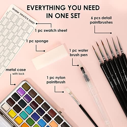 Grabie 50 Color Watercolor Paint Set with Brush Pens