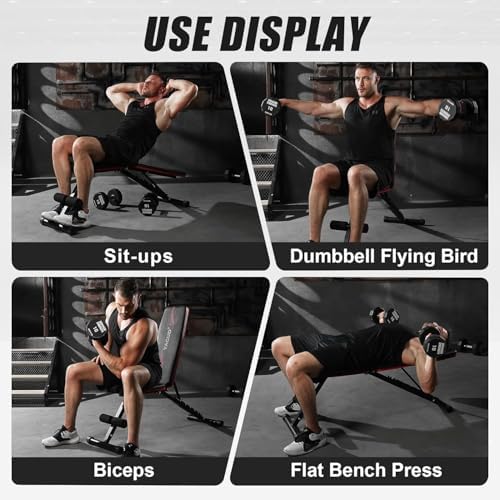 Yagud Weight Bench Press, Adjustable Workout Bench, Foldable Strength Bench