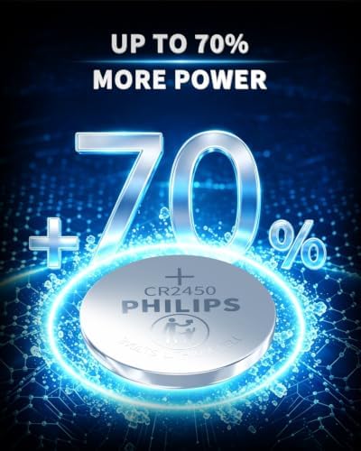 PHILIPS CR2450 3V Lithium Battery,5 Count CR 2450 Battery