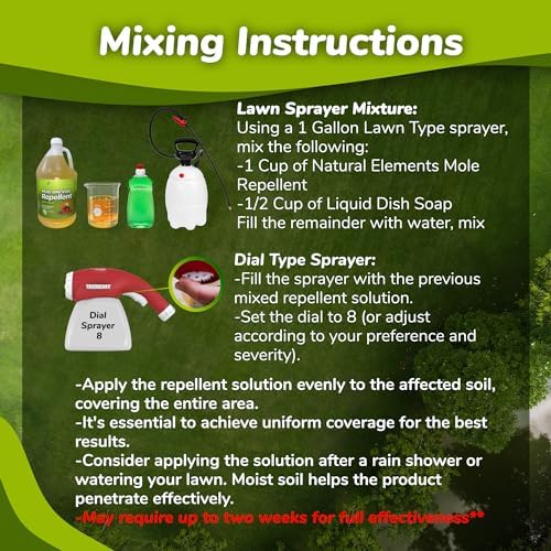 Natural Elements Mole and Vole Repellent – 100% Castor Oil Formula – Lawn and Yard Treatment – Covers Large Areas – 128 oz (1 Gallon)