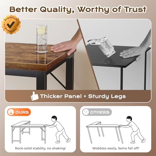 Huuger 63 Inch L Shaped Desk with Power Outlets & 0.95 Inch Thicker Desktop