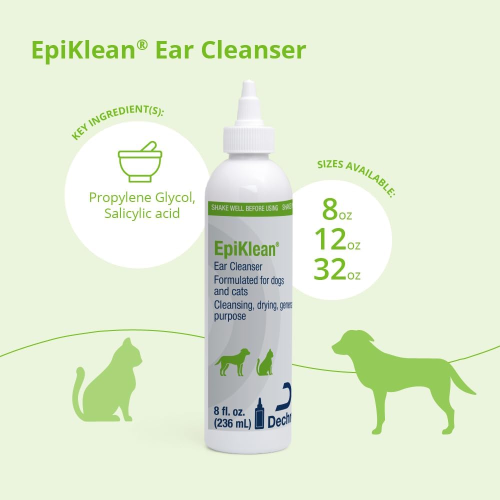 Epiklean® Ear Cleanser for Dogs and Cats, 8 Fl Oz | Cleansing, Drying, General Purpose; Packaging May Vary