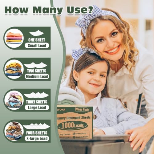 Navona 1000 Loads Mega Pack Laundry Detergent Sheets, Fresh Scent