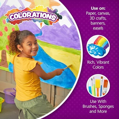 Colorations Paraben-Free Simply Washable Tempera Paint, Rainbow Plus 8-Pack