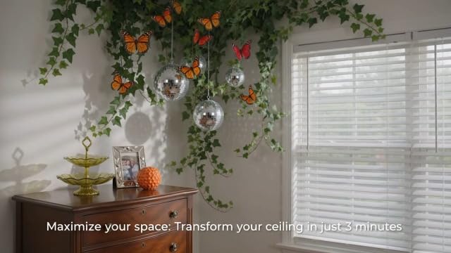 Adhesive Wall & Ceiling Decor Hooks: 4-Pack 3 lbs Heavy Duty No-Drill 360° Swivel Adjustable for Hanging Home Accents Lights Plants Wind Chimes Compatible with 3M Command Strips