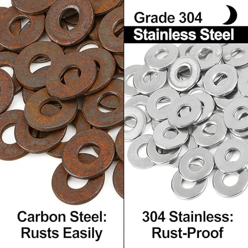 Flat Washers 105 Pcs Assortment, Multi-Size M3 to M10 Kit for Small Projects, Home Repair, Electronics, Furniture & Bicycle Maintenance Hardware Essentials