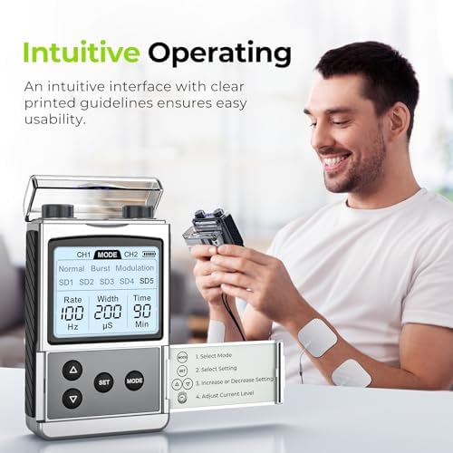 AUVON Rechargeable Digital TENS Unit Muscle Stimulator, Customizable 8-Mode