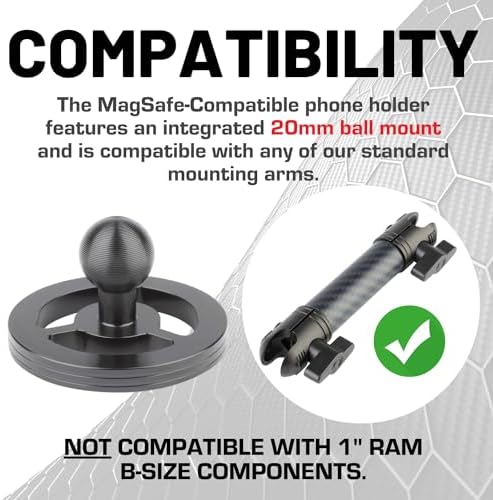 Bulletpoint Dash Mount Magnetic Cell Phone Holder Compatible with MagSafe iPhone Smartphones - 20mm (0.787 inches) Attachment Ball (MagSafe Holder only)