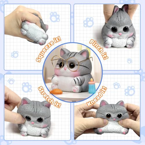 Cat Squishy Toys, Soft TPR Sensory Fidget Squeeze Toy