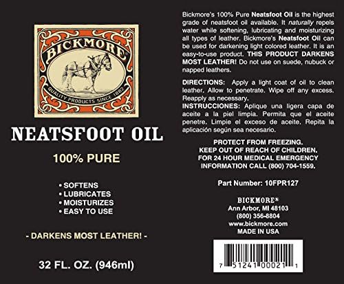Bickmore 100% Pure Neatsfoot Oil - Leather Conditioner and Wood Finish