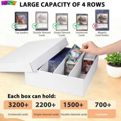 5-Pack Toploader Trading Card Storage Box, 4 Row 3200 Count Cardboard Box