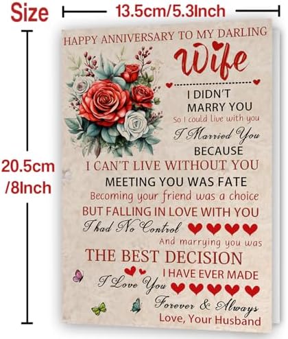 Anniversary Card for Wife,Anniversary Wedding Gifts from Husband