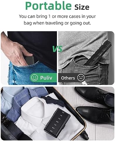 PULIV Weekly Pill Organizer with Large Capacity, Dual Protection (Black)