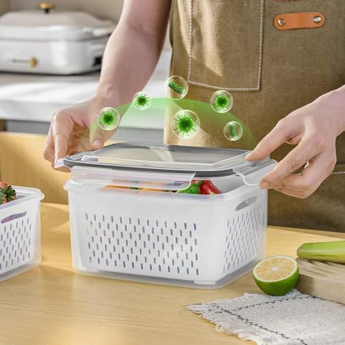 8 PCS Fruit Storage Containers for Fridge, Leakproof Produce Containers