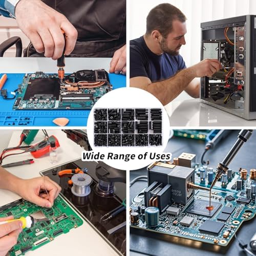 580 PCS M3 Black Nylon Standoff Kit with Spacers, Screws, and Nuts - Motherboard & PCB Mounting Standoffs and Screws, Threaded Pillar Spacers for Circuit Boards and Computer Building