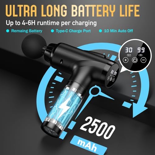 OLsky Massage Gun Deep Tissue 30 Speeds 9 Attachments Handheld (Black)