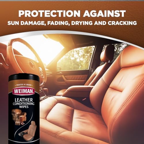 Weiman Leather Cleaner, Conditioner & Protector, 2 Pack Wipe with Cloth