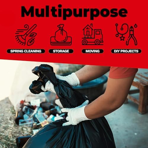 ToughBag 55-60 Gallon Heavy Duty Trash Bags, 150 Count, Black, Made in USA