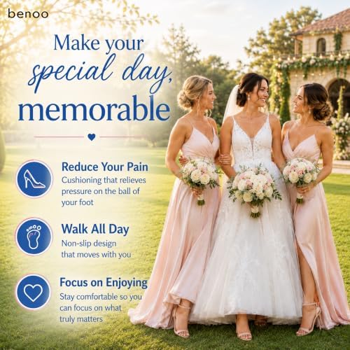 benoo Ball of Foot Cushion Pads for High Heels, Gel Shoe Insert for Women